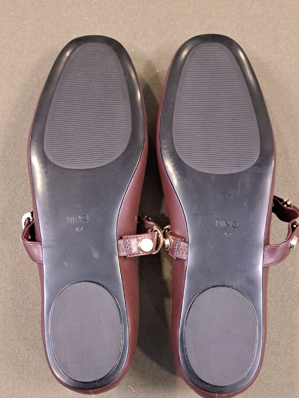 Mango Ballet flat w/ metallic strap details - Color: Burgundy/Gold - Size: EU42 - Picture 9 of 11